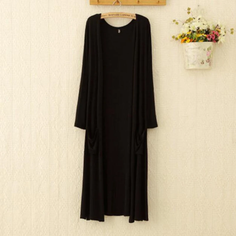 Rihschpiece осень кардиган женский длинный свитер женщин модал пальто трикотажные