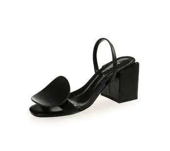 

BONJEAN Summer Fashion Thick Heels Woman Sandal Open Toe Cutouts Gladiator Shoes Sexy Slip on High Heel Dress Shoe White Black
