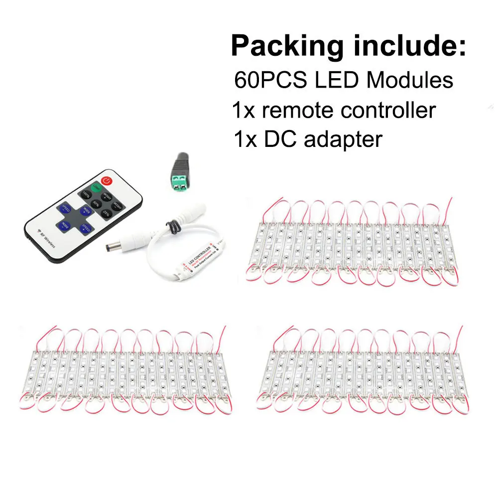 Супер яркий SMD 5054 светодиодный модуль светильник 6 светодиодный s DC12V водонепроницаемый магазин оконный светильник s светодиодный рекламный модуль Светильник лампы(красный - Цвет: 60PCS module remote