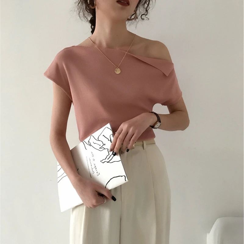 Женская футболка без бретелек с открытыми плечами и коротким рукавом | одежда