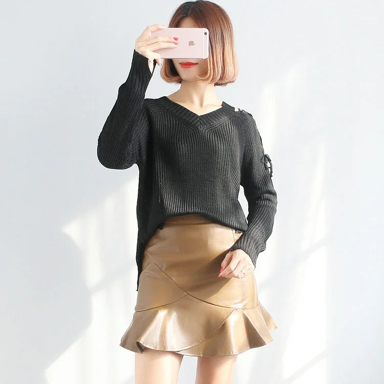 Wankou Новинка 2017 года Для женщин Искусственная кожа юбка полиэстер подкладка