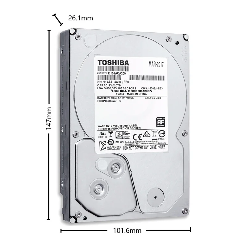Жесткий Диск TOSHIBA 2 ТБ 2000 Гб внутренний жесткий диск 7200 об/мин 64 Мб кэш 3 5 дюйма 35 SATA