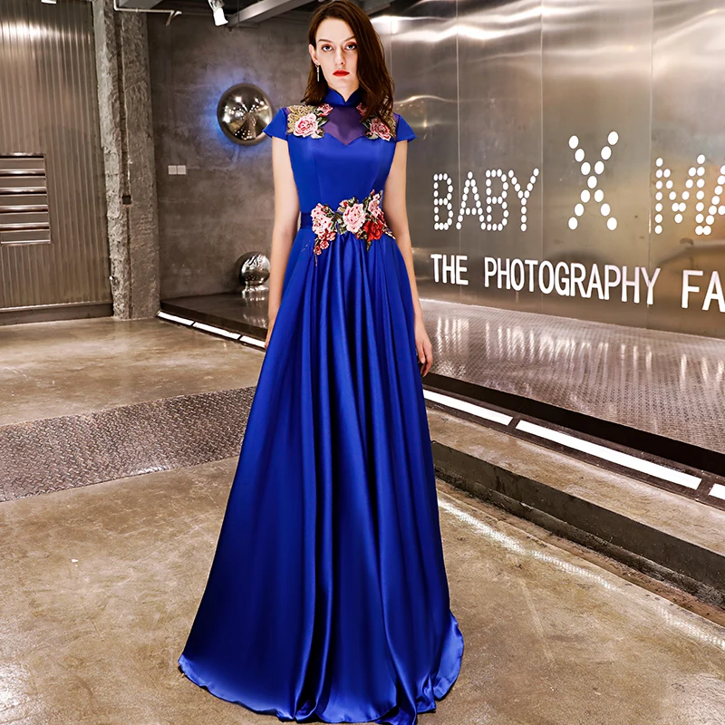 JaneVini элегантные королевские синие длинные платья подружки невесты с высокой