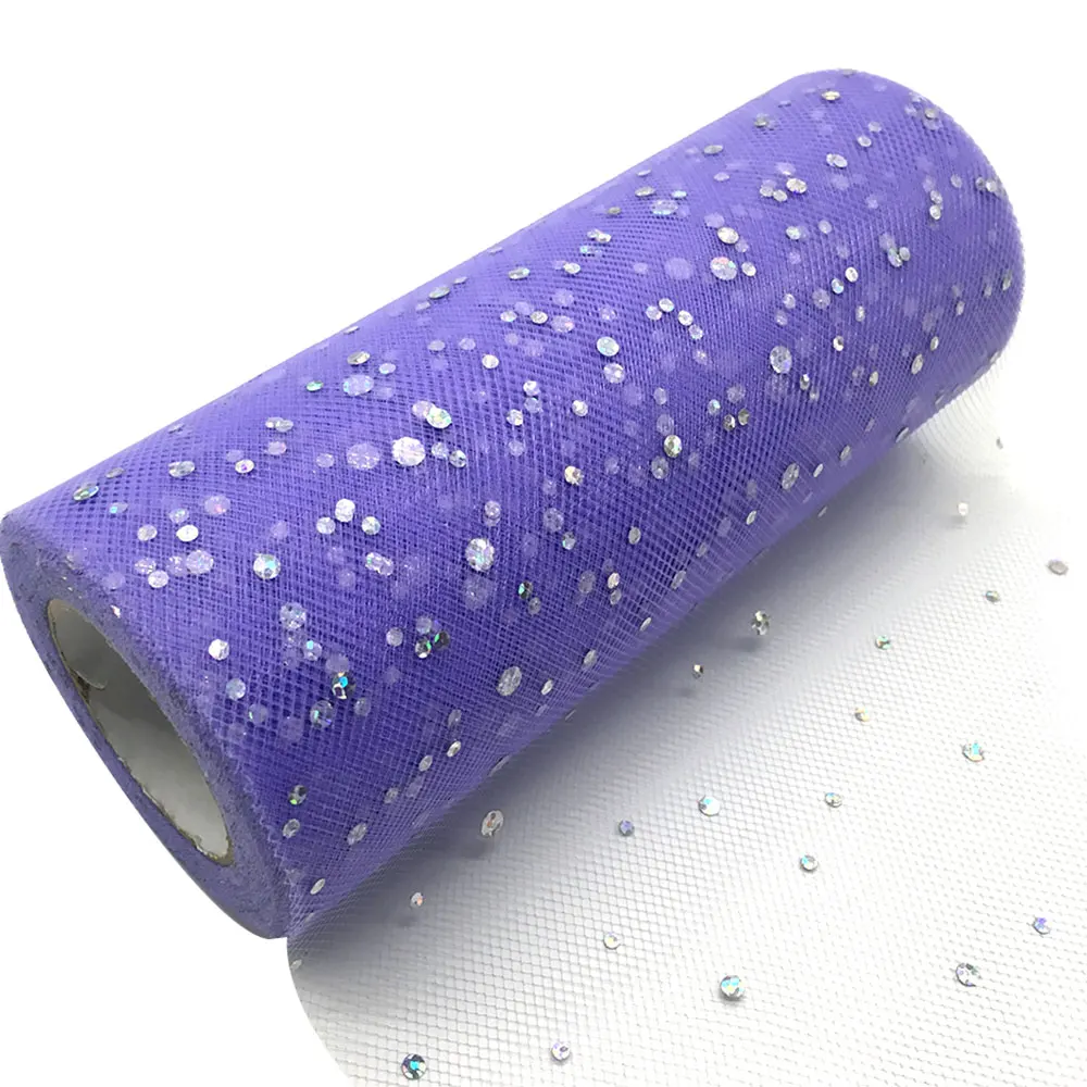 C25 Light Purple TULLMALL 6 дюймов 25 ярдов сверкающие блестки рулон катушки пачка свадебное украшение Тюль органза Марля Элемент настольная дорожка Mariage - Цвет: C25 Light Purple