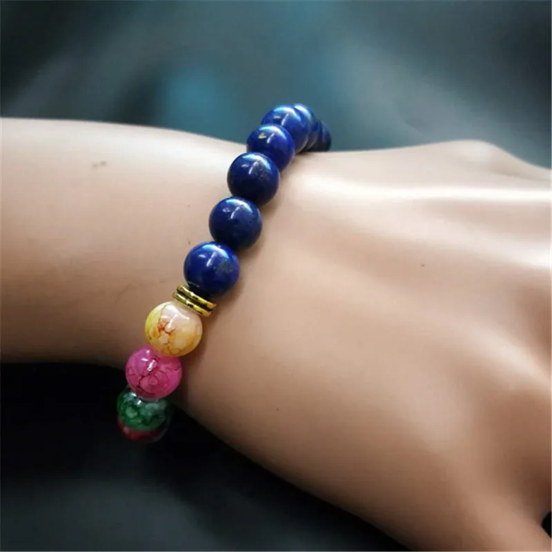 Мужской браслет чакра из черной лавы с 7 бусинами молитвенный для йоги