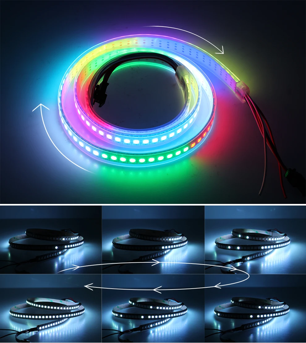 WS2812B Светодиодные ленты 5050 RGB Водонепроницаемый светодиодный ленты ws2812 5 м программируемый мечта полный Цвет Светодиодные ленты s 5 v гибкие для использования на природе, украшения
