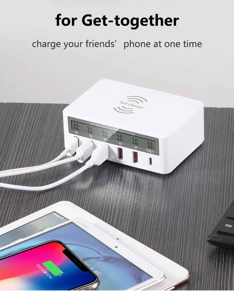AIXXCO USB Qi Беспроводное зарядное устройство для iPhone 8 X XS MAX светодиодный дисплей 10 Вт Быстрая зарядка 3,0 быстрая Беспроводная зарядка для samsung s9