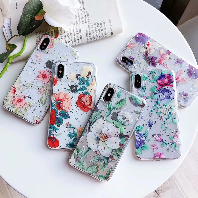 Gold Foil Luxury Phone Case For iPhone XR X XS MAX Cases Silicone Soft Transparent Anti-Knock 7 6 S 6S 8 Plus Cover | Мобильные