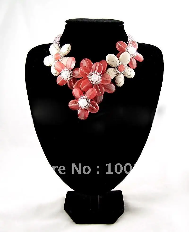 noble flower crystal opal and pearl necklace 16.5 inches | Украшения и аксессуары