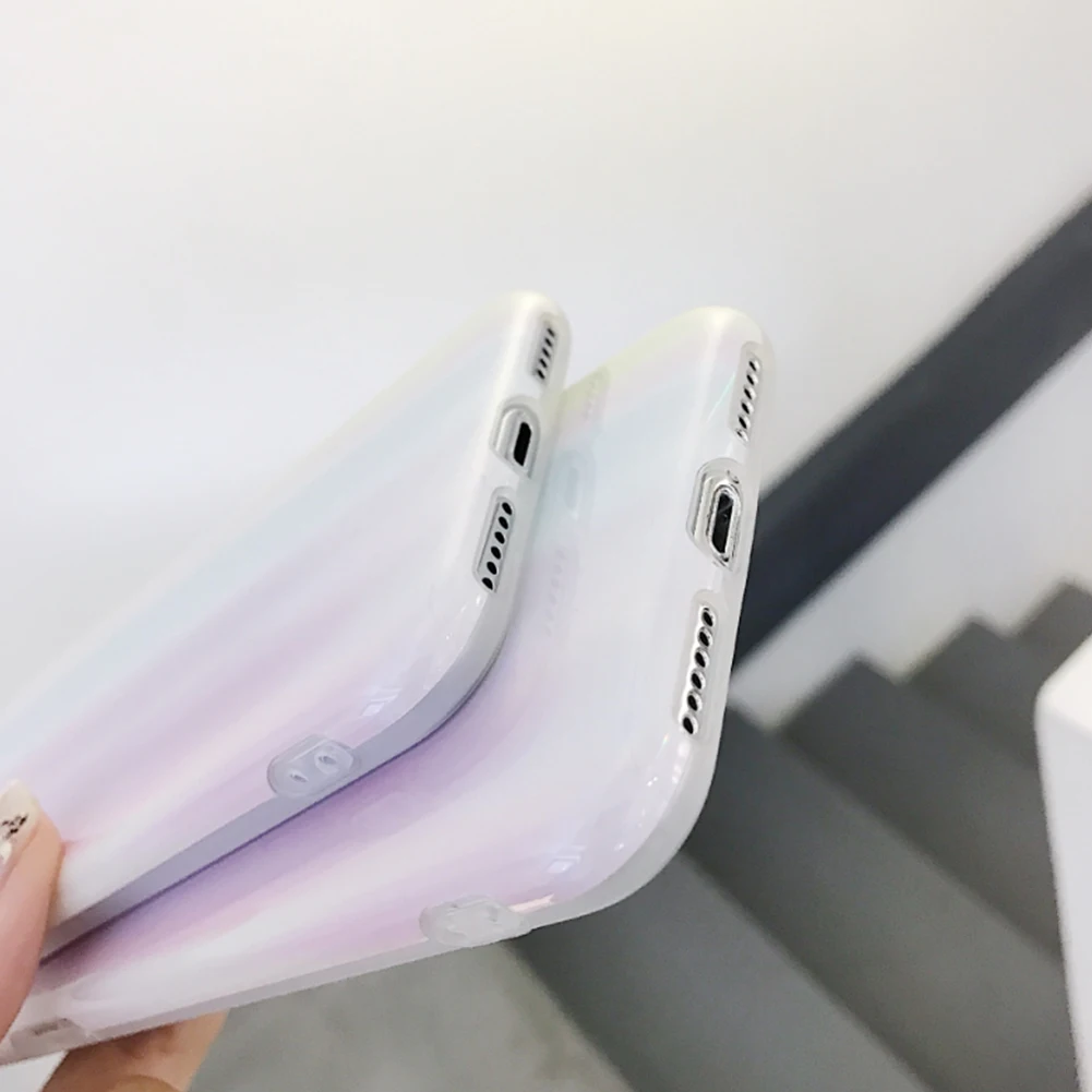 Глянцевый красочный лазер силиконовый чехол для iPhone XS MAX Xr X 7 8 Plus роскошный