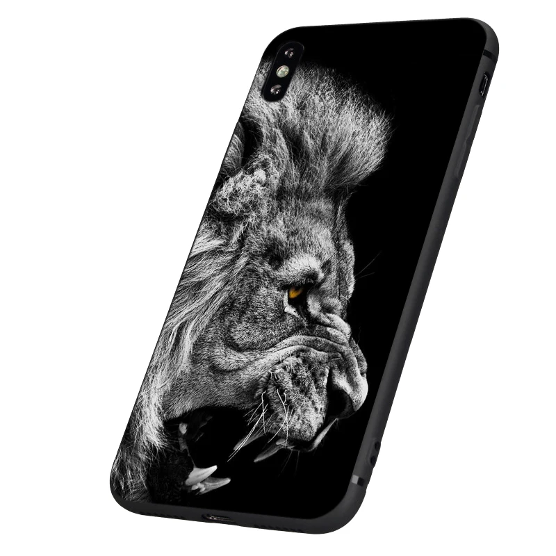 Черный чехол ТПУ для iphone 5 5s se 6 6s 7 8 plus x 10 силиконовый чехол для iphone XR XS 11 pro MAX чехол лев тигр Мода животное