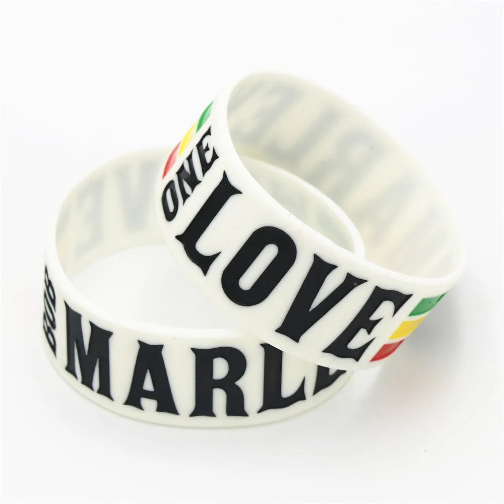 25 шт. 1 &quotширокий браслет One Love BOB Marley Белый силиконовый Rasta Jamaica браслеты Реджи и