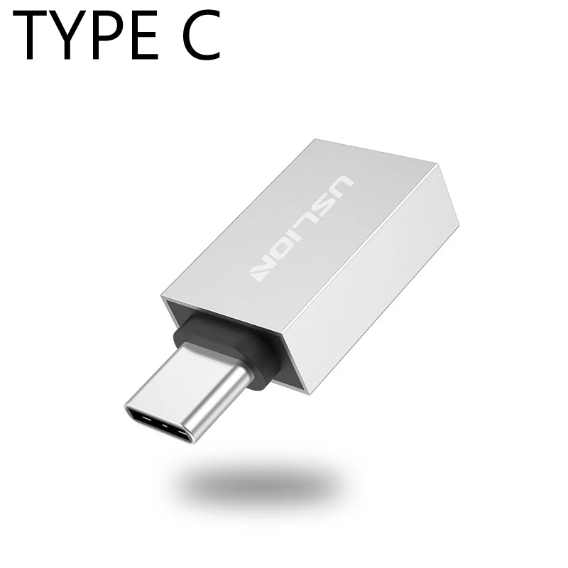 Silver Type C USLION usb type C к USB 3,0 type-C адаптер OTG Mciro Кабельные конвертеры для samsung S10 S9 S8 для Macbook USB C OTG адаптер - Цвет: Silver Type C