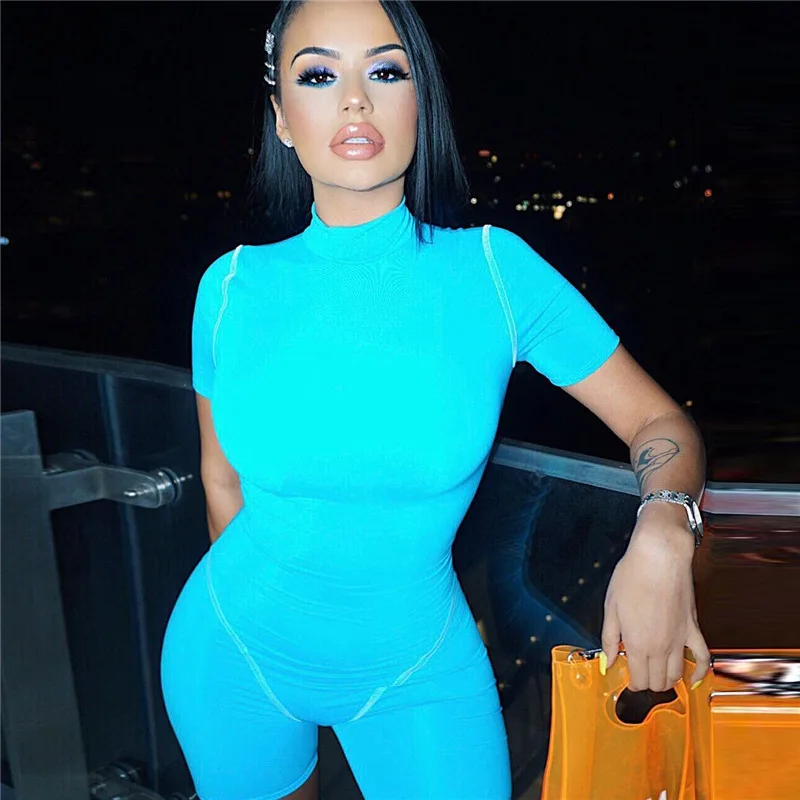 Fitshinling Athleisure Fitness Short Jumpsuit Women Rompers Bodybuilding Sexy Slim Playsuit Sportswear Summer Body Jumpsuits | Женская