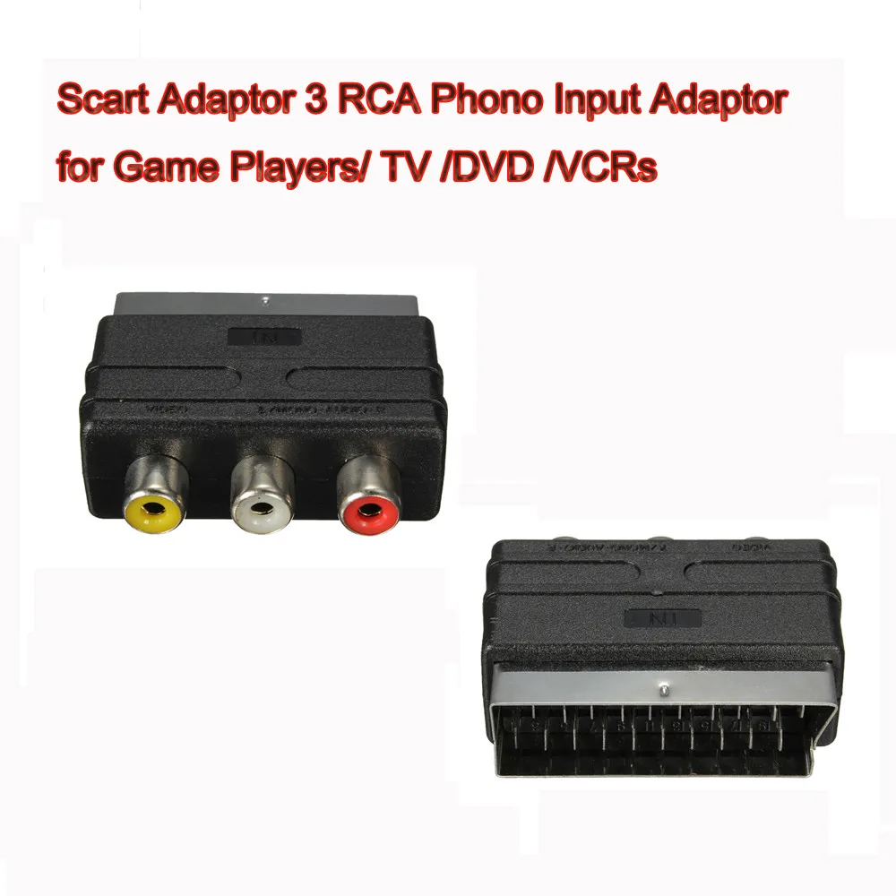 Адаптер штекер scart папа на 3 RCA Phono мама AV адаптер преобразователь вход для ТВ DVD VCR