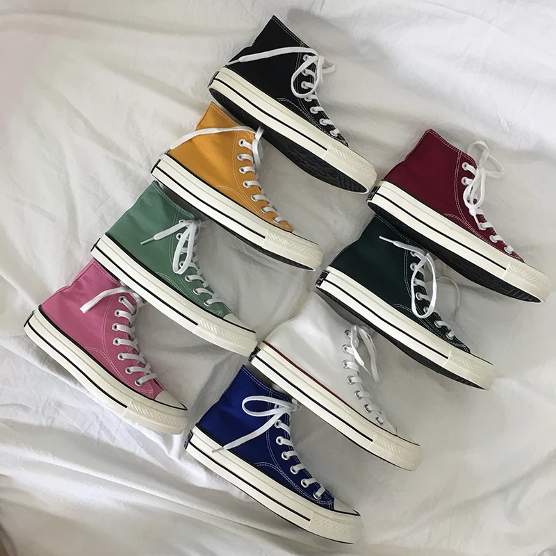 Классические оранжевые женские кроссовки с высоким вырезом Парусиновая обувь на