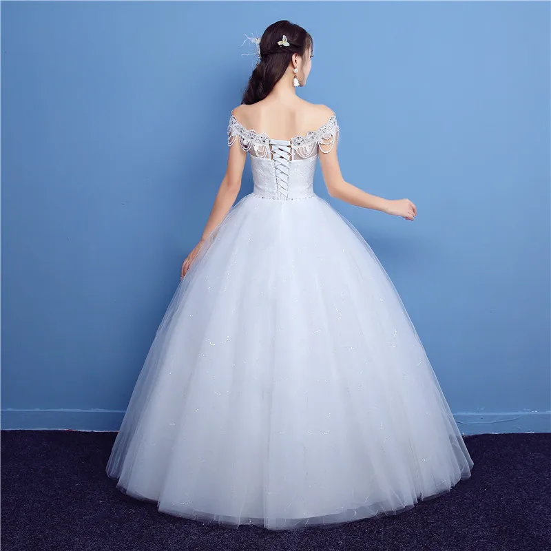 Корейская версия Модные Простые Свадебные платья с открытыми плечами 2020 платье