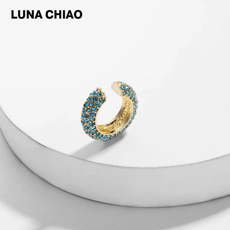 A0729GR LUNA CHIAO Популярные хрустальные стразы металлические жемчужные манжеты для ушей штабелируемые манжеты Комплект сережек для женщин - Metal Color: A0729GR