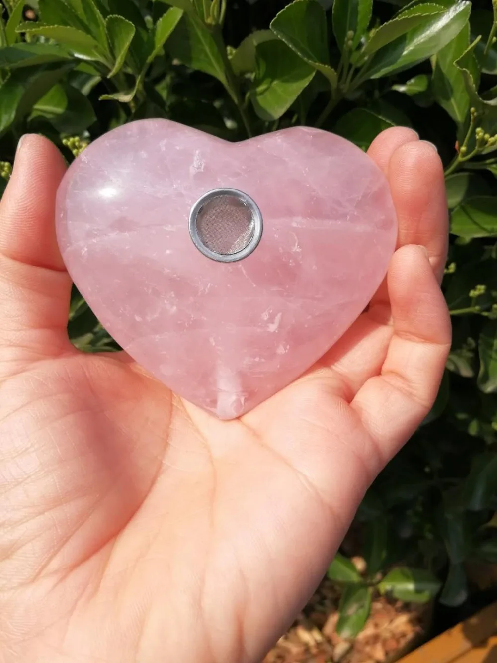 

New Tumbled Crystal Heart Tobacco pipes Pink/Rose Quartz Crystal Smoking Pipes
