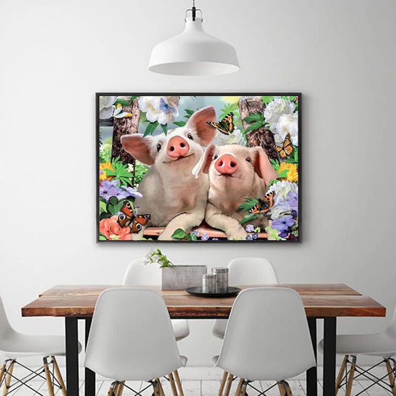 Картина Цвет Diy алмазная живопись 5D полный вышивка крестом животное свинья