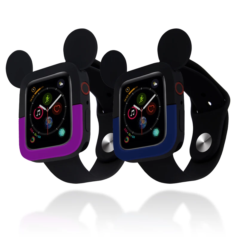 Силиконовый чехол для часов Apple Watch 4 милый защитный с Микки iwtch 44 мм 40 защитная