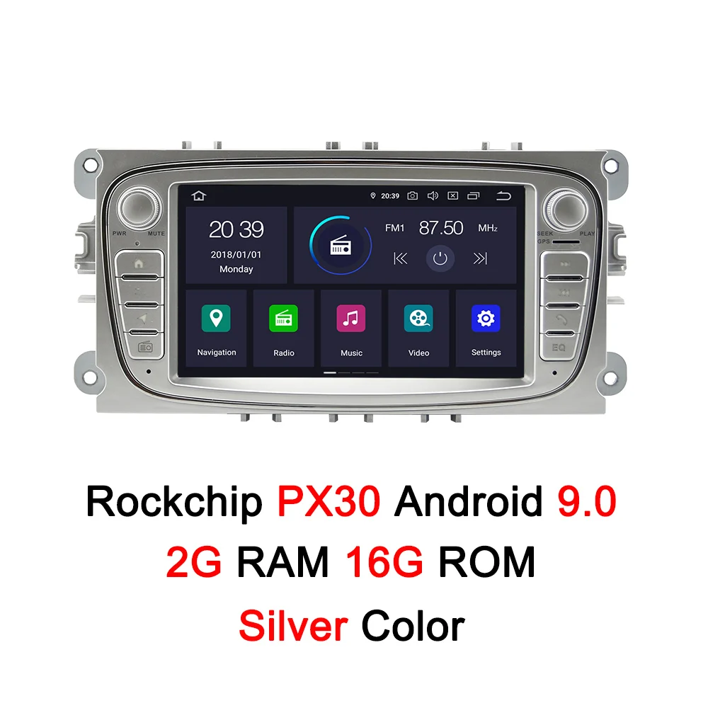 PX30 Silver AUTOTOP DSP 2 Din Android 9,0 автомобильный DVD gps плеер для Ford/Focus/Mondeo/S-MAX/C-MAX/Galaxy/Kuga мультимедиа Автомагнитола - Цвет: PX30 Silver