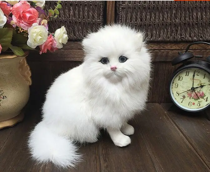 

about 18x16cm white squatting Persian cat model ,polyethylene&furs handicraft Figurines & Miniatures decoration toy gift a2966