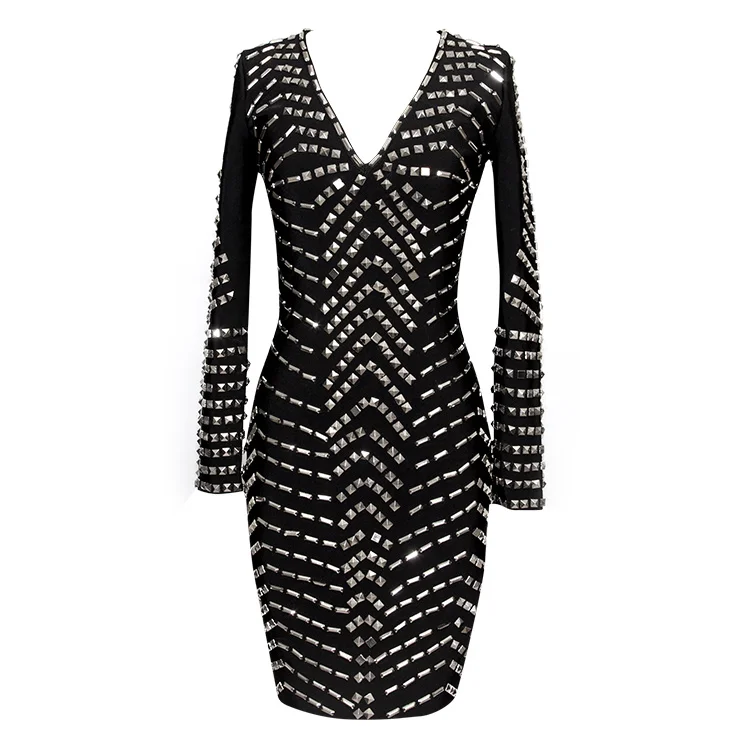 Летние Для женщин пикантные длинный рукав Бисер черный красный район Бандажное