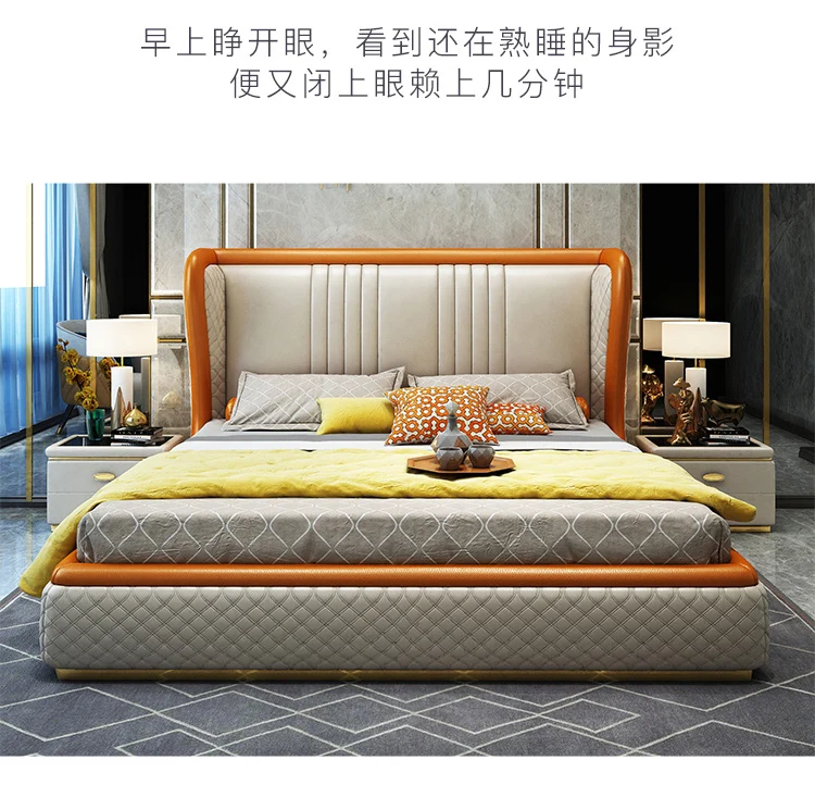 Мягкая кровать из натуральной коровьей кожи для спальни camas lit muebles de dormitorio yatak mobby