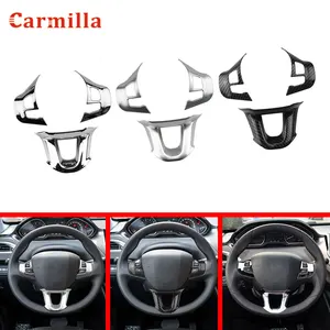 Накладка на руль автомобиля подходит для Peugeot 2008 2014 2015 2016 2017 2018 2019 аксессуары ABS автомобильные рулевые колеса декоративная крышка