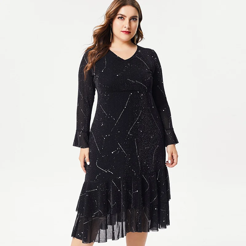 MG 2019 летнее платье размера плюс женское Сетчатое миди модные вечерние платья для