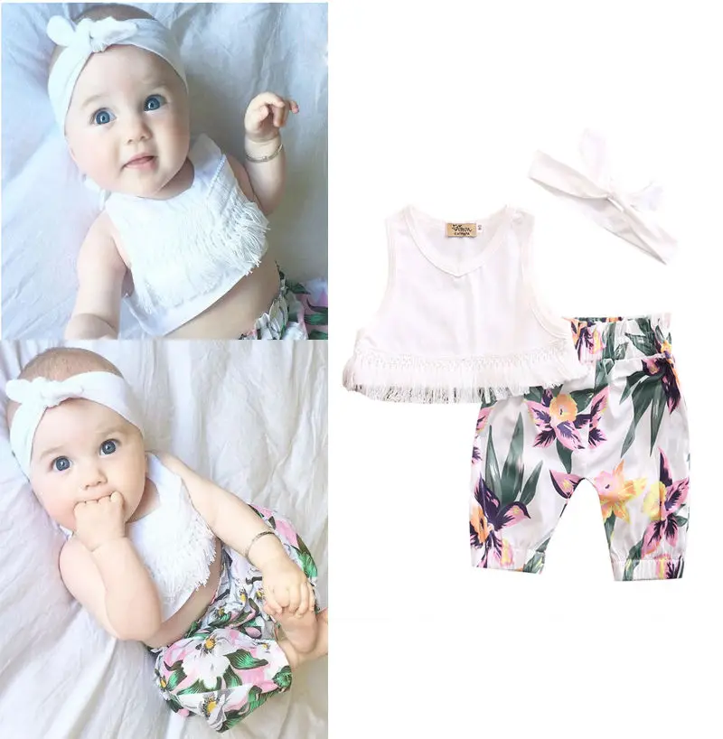 Комплекты из 3 предметов Одежда для новорожденных девочек топы футболки + штаны с