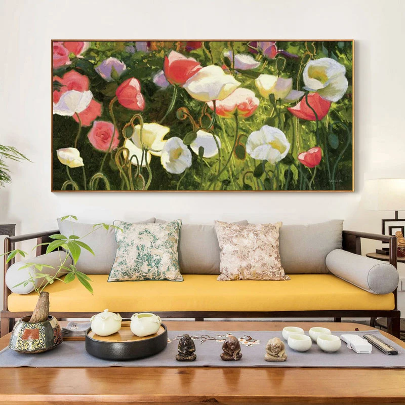 Modern Flowers Oil Painting Posters and Prints Wall Art Canvas Poppy Flower Picture for Living Room Home Decor No Frame | Дом и сад