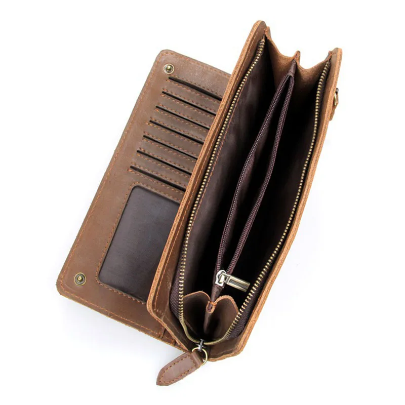 2017 Vintage Genuine Leather Men Wallet with Card Holders Bifold Zipper Business Clutch Bag High Quality | Багаж и сумки