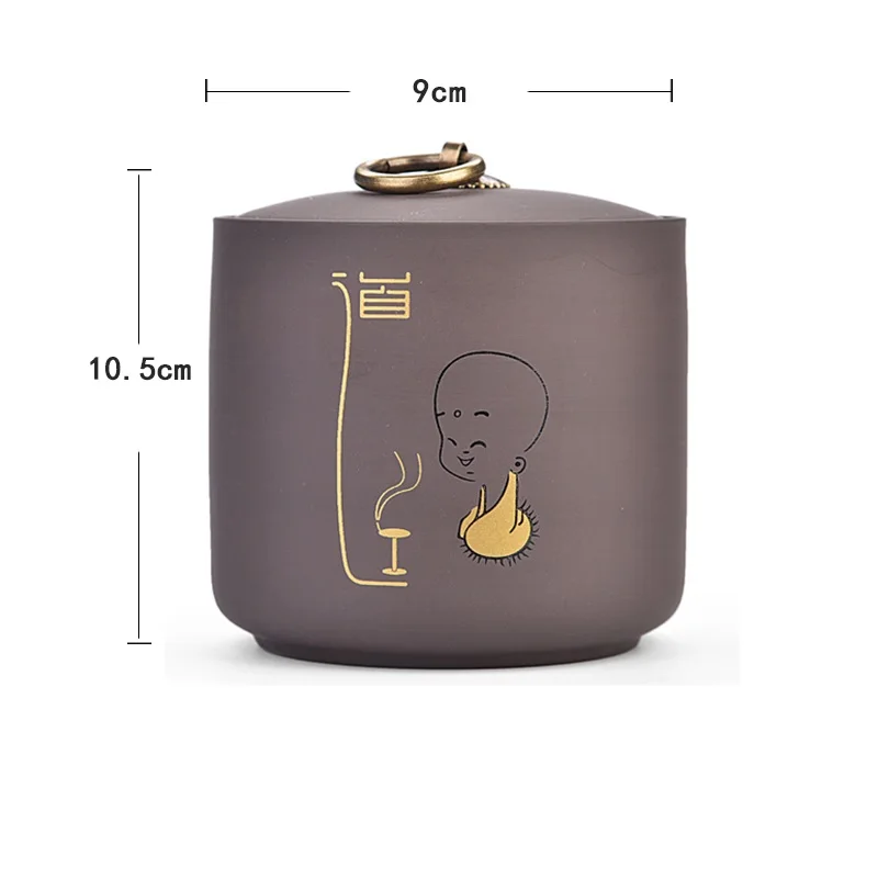 dao Traditional Purple Clay Ceramic Tea Jar Kitchen Storage Jars Sugar bowl Little Monk Pattern Storage Containers Home Decor Art - Цвет: dao