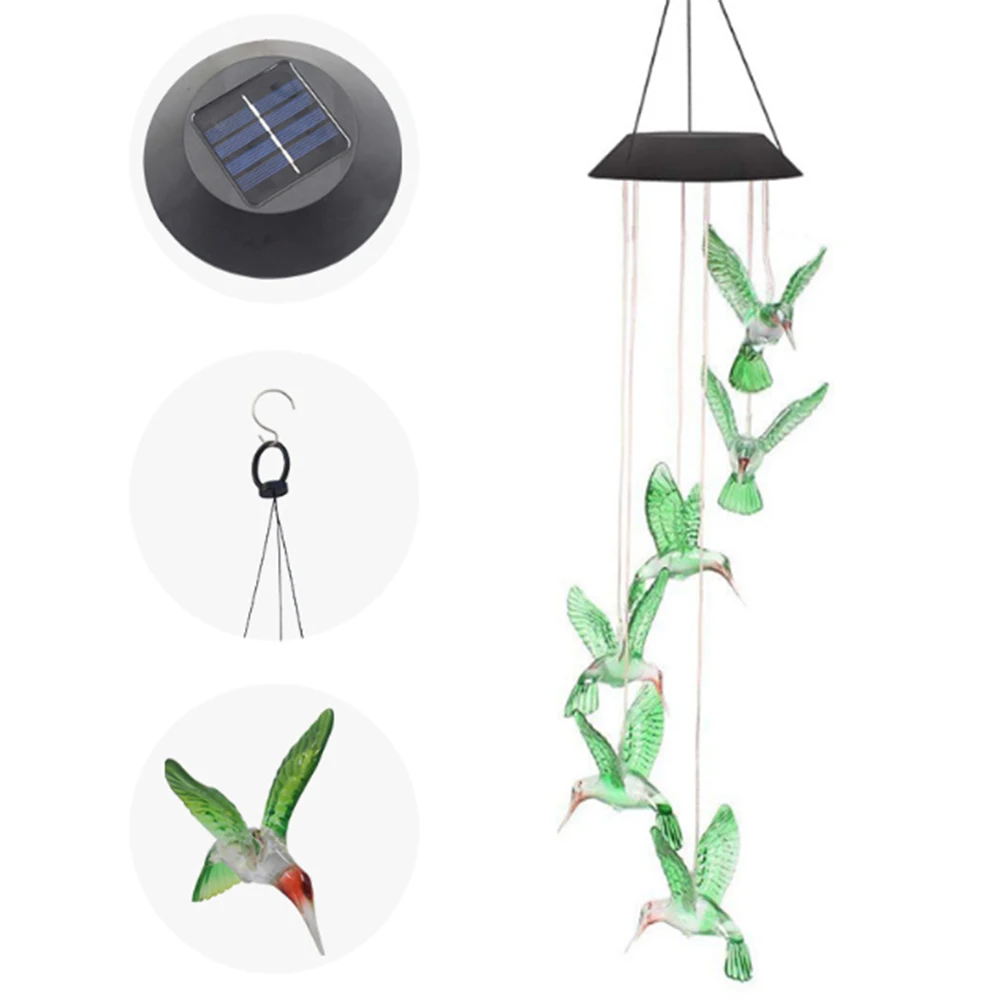 Уличный светодиодный солнечный светильник Hummingbirds стрекоза, домашний садовый декор, солнечный светильник солнечный, меняющий цвет, ветряной светильник с музыкой