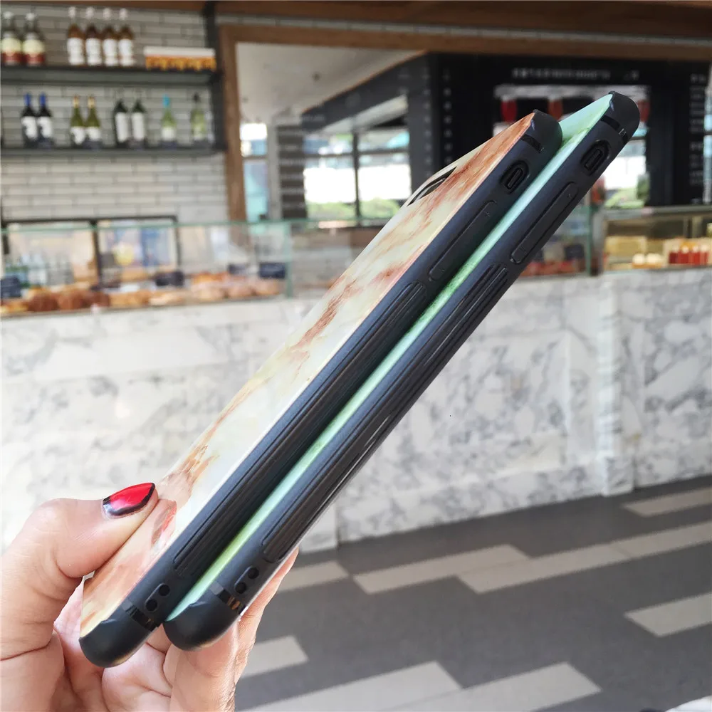 Цвета закаленное стекло чехол скины для APPLE IPHONE 7 8 PLUS X 6 S плюс роскошный мраморный