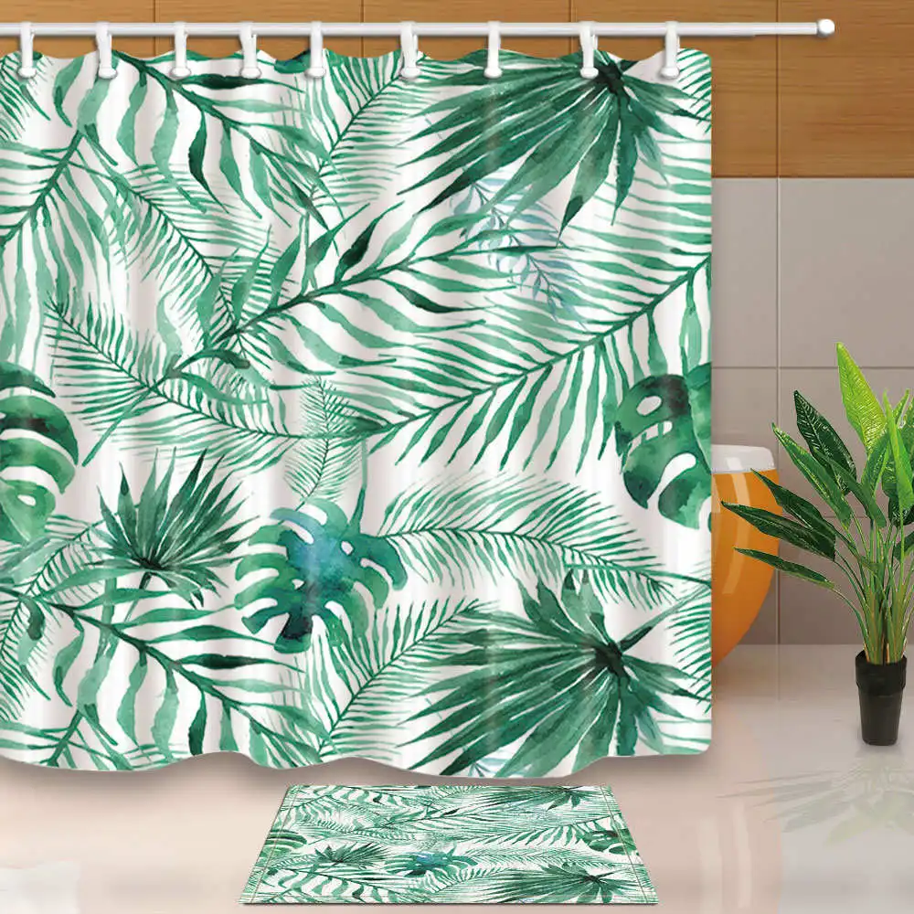 Домашний декор занавески для душа зеленые листья ванной современный простой