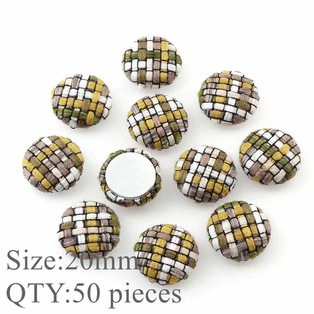 20mm 50pcs 6 видов стилей 15/20/25 мм 30-50 шт. клетчатые ткани с рисунком «гусиные лапки» Крытая круглая кнопка с плоской задней шерстяное для художественного оформления ногтей, ручная работа кнопка - Цвет: 20mm 50pcs