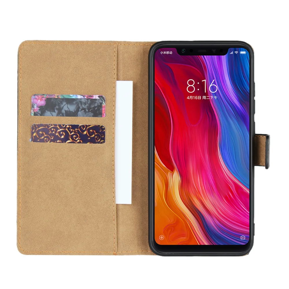 Кожаный чехол кошелек для Xiaomi Mi8 роскошный откидной с магнитной подставкой карт Mi