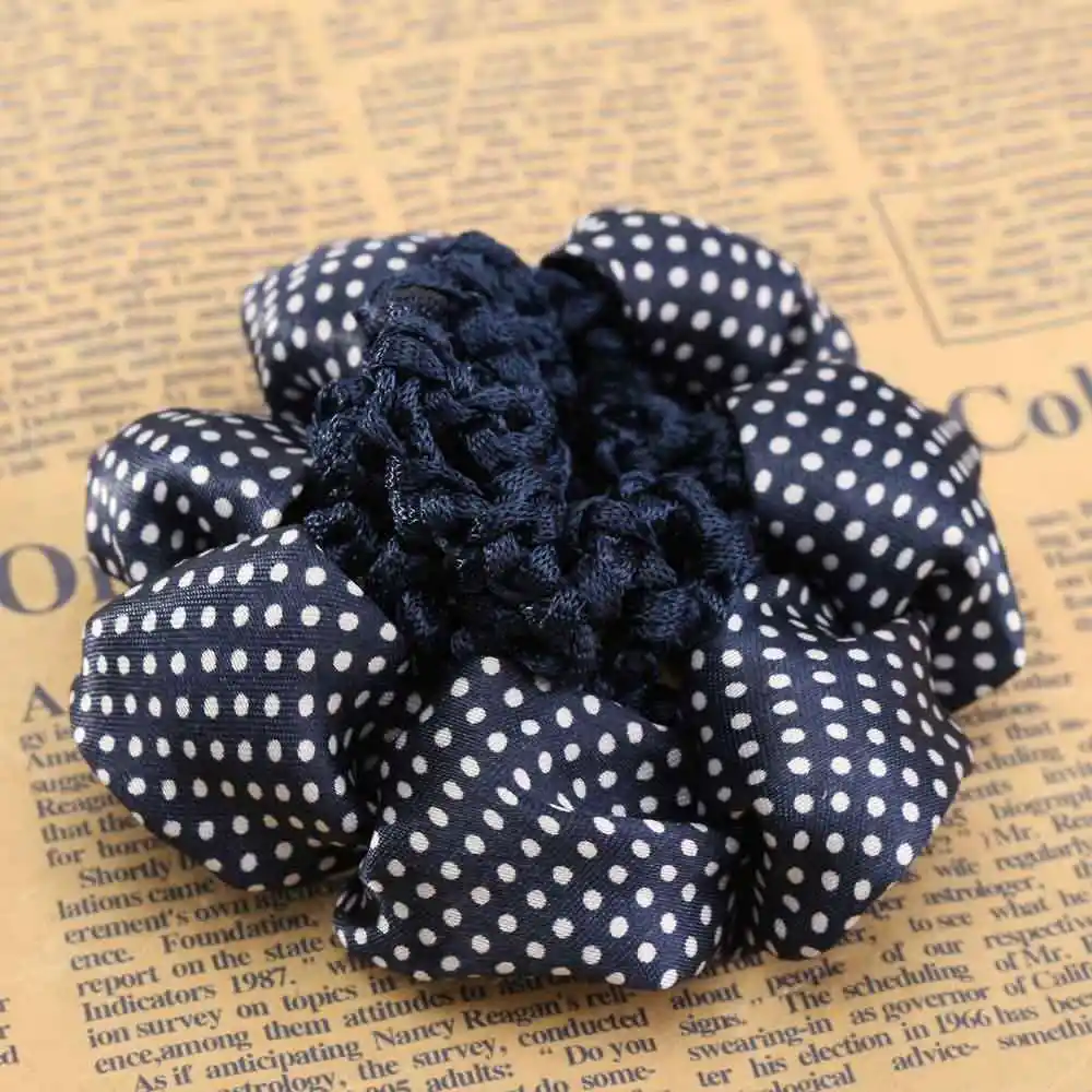 Navy blue 1 шт Мода девушка женщины точка блестящая булочка крышка снуд Балет Танцы Фигурное катание Сеть волос крючком лента для волос аксессуары для волос - Цвет: Navy blue