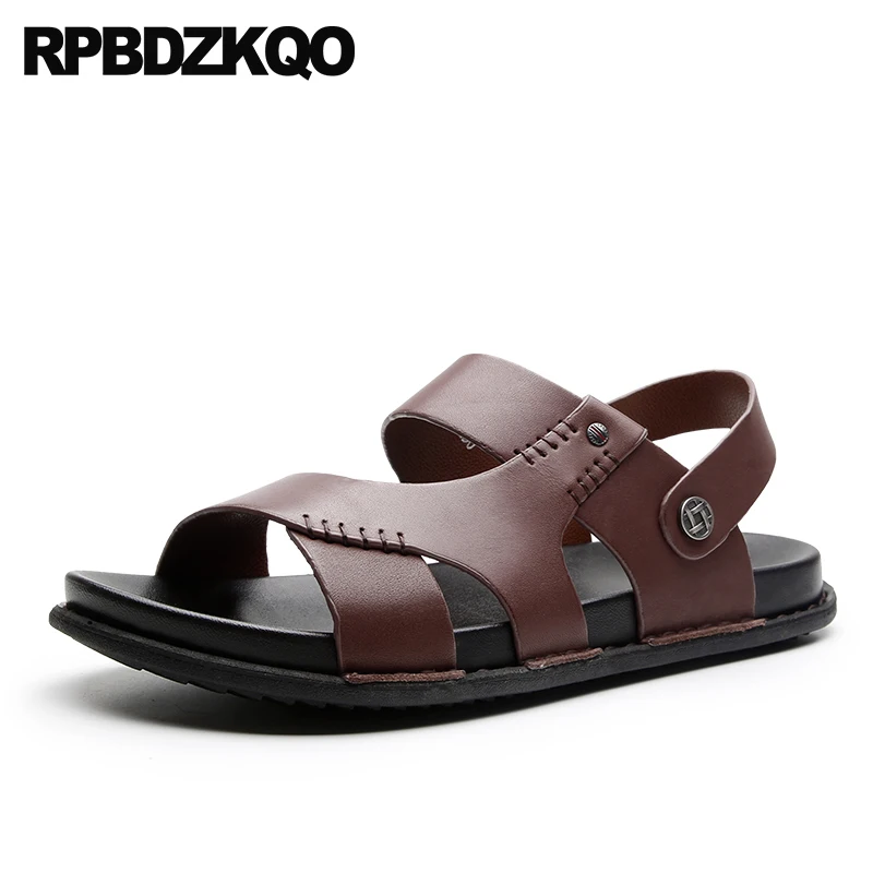 

Shoes Soft Water Slippers Slides Famous Brand Strap Waterproof Slip On Men Sandals Leather Summer Black Brown Outdoor Sneakers