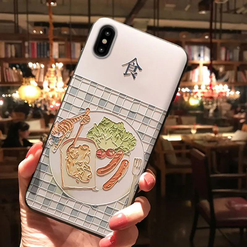 1 Японский стиль, рельефный чехол для телефона с едой для iPhone 6, 6 S, 7, 8 Plus, X, XS, MAX, XR, мягкая задняя крышка из ТПУ для 11, 11Pro, Max Coque - Цвет: 1