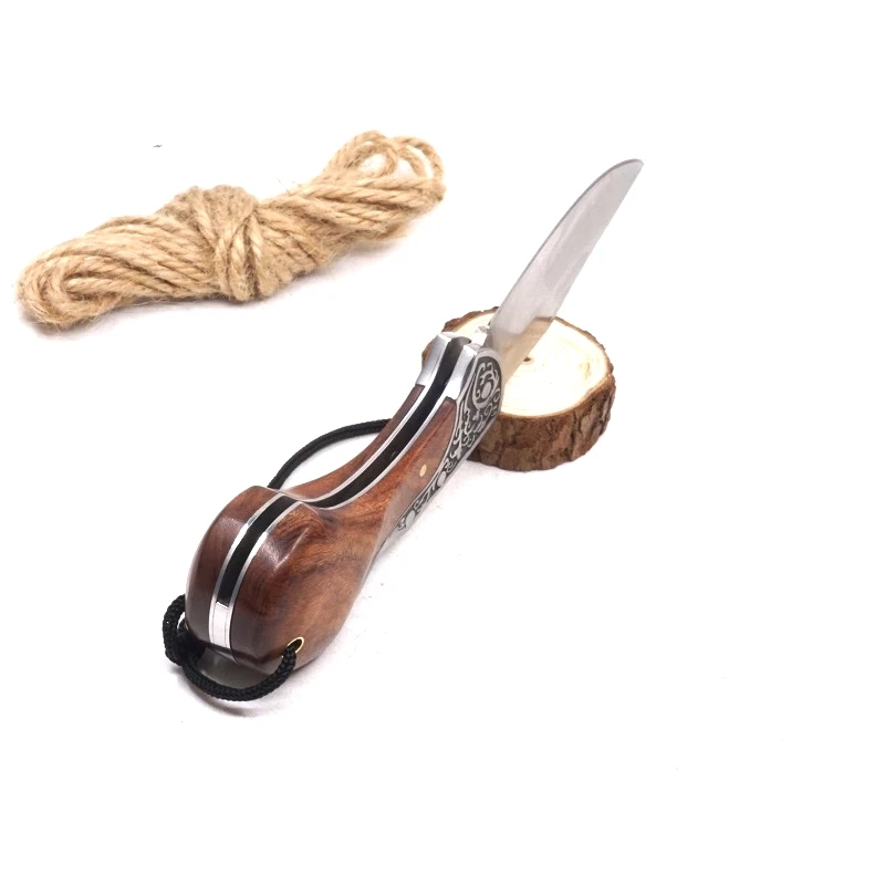 Маленький складной нож тактический для выживания деревянная ручка карманные