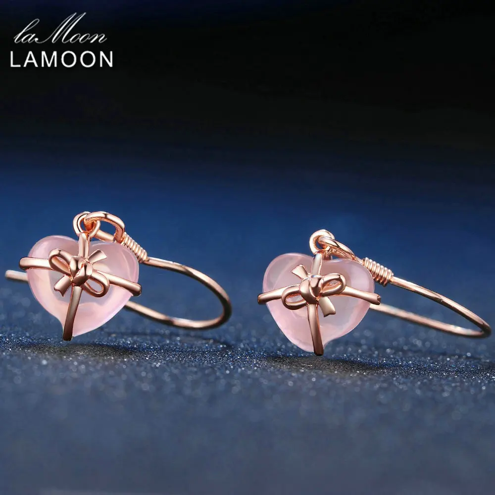 Серьги подвески из серебра 100% пробы с розовым кварцем 7 х8 мм|drop earrings|earrings dropsearrings