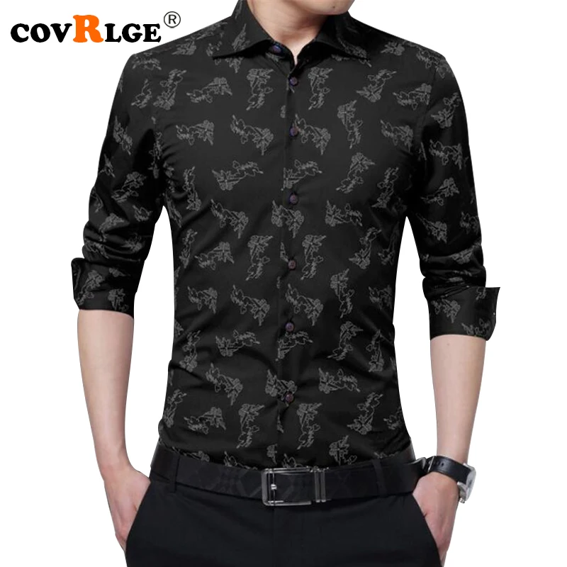 

Covrlge High Quality Men's Long Sleeve Business Shirt 2018 Men Fashion Slim Fit Chemise Homme Male Big Size Dress Shirts MCL164