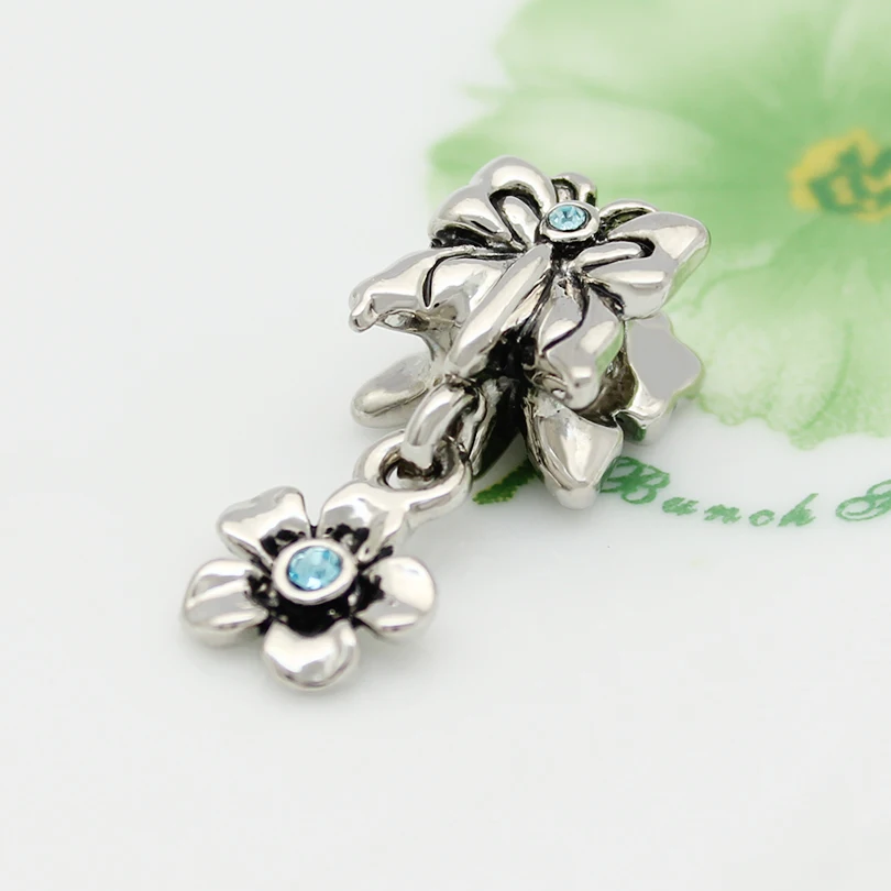 Бабочка цветок висячие Европейские Бусины Шарм браслет подходит Пандора