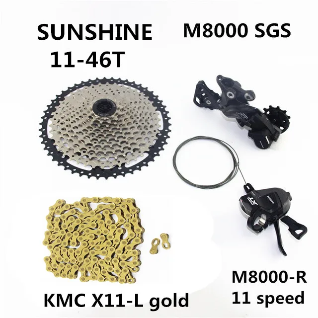 46TSUNSHINEX X11gold SHIMANO DEORE XT M8000 комплект горного велосипеда MTB 1x11-Speed 46T 50T SL+ RD+ CSMX8+ X11.93 M8000 переключатель заднего хода - Цвет: 46TSUNSHINEX X11gold