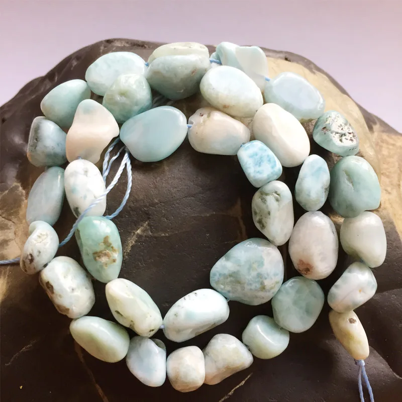 Wholesale Natural Genuine Raw Mineral Blue Larimar Hand Cut Nugget Free Form Loose Rough Matte Faceted Beads 6-12mm 15&quot Not Dye |