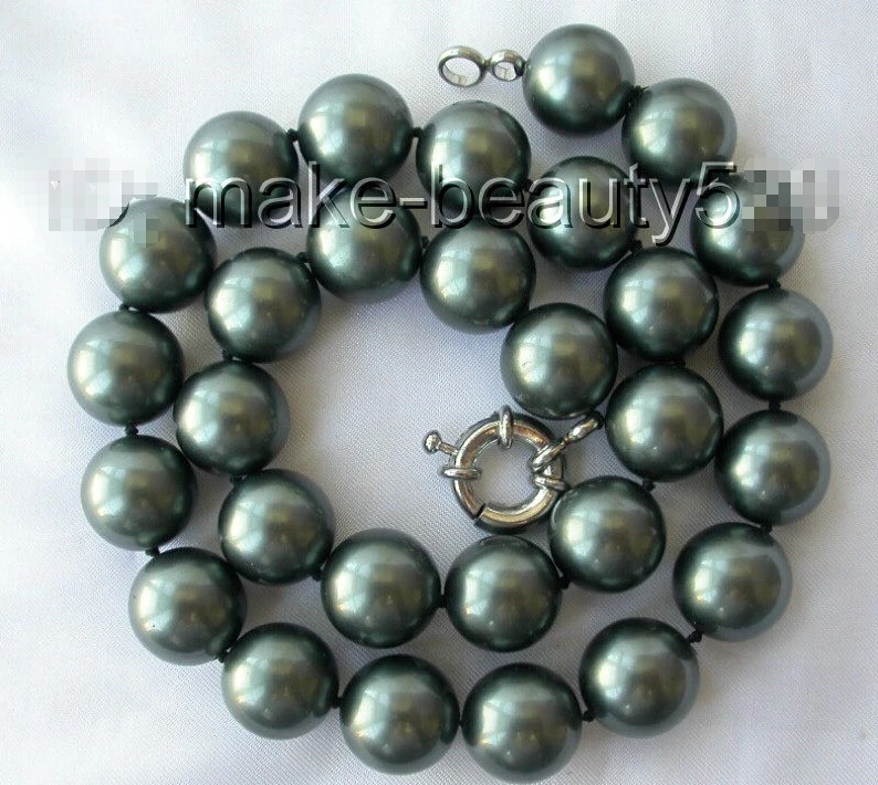 Потрясающее большое 14 мм круглое жемчужное ожерелье с жемчугом в виде ракушек из